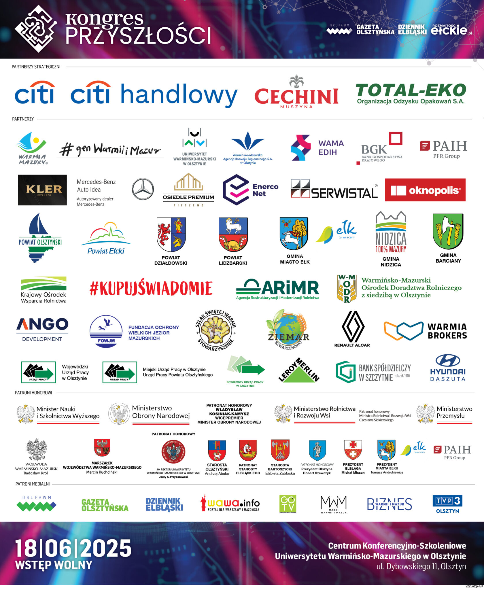 Plansza partnerów Kongresu Przyszłości — oficjalne logotypy patronów i partnerów
